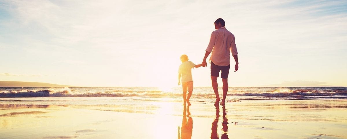 family on beach