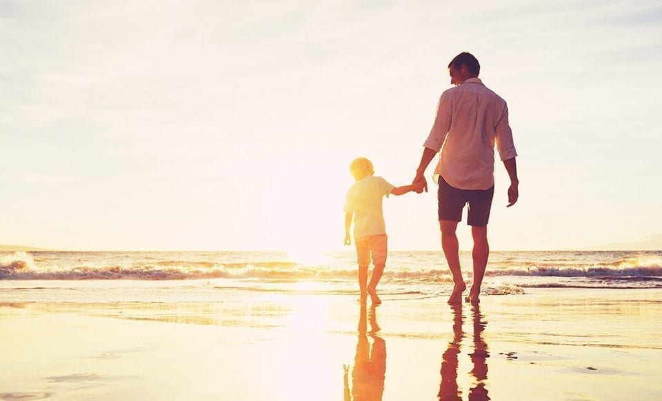 family on beach