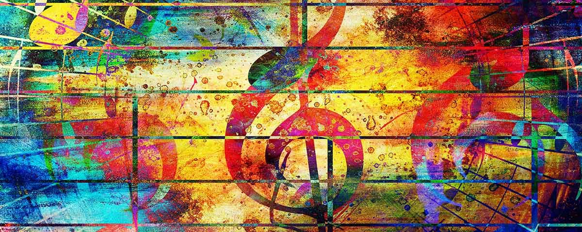colorful painting of music notes