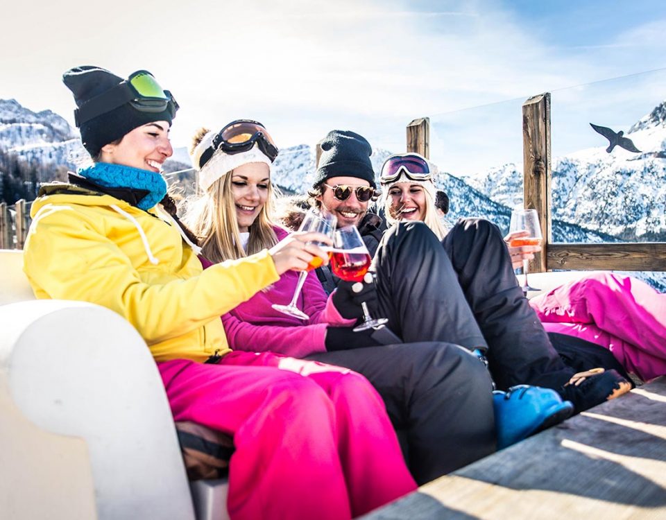 people drinking in winter outside