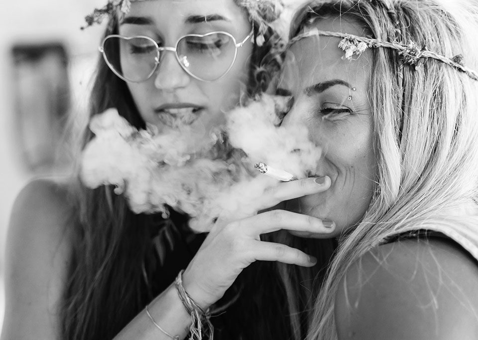 women smoking marijuana